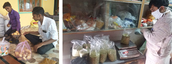 Volunteers prepare grocery kits for struggling rural families.