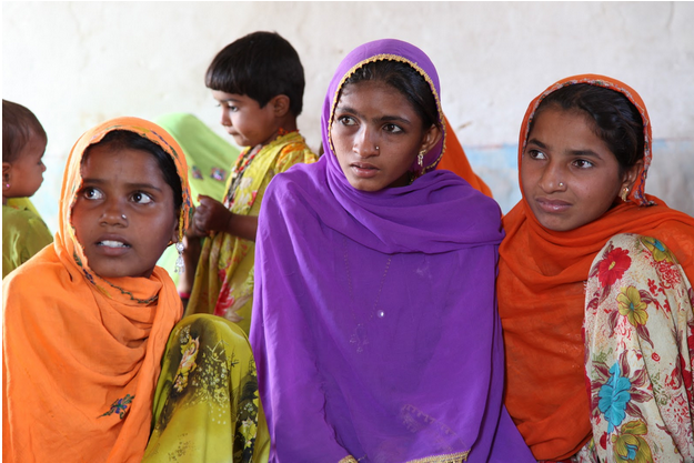 Adolescent girls during an educational event.