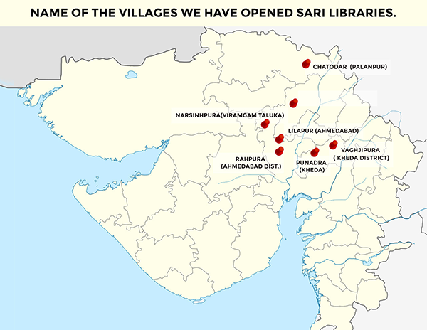 Name of the villages we have opened sari libraries